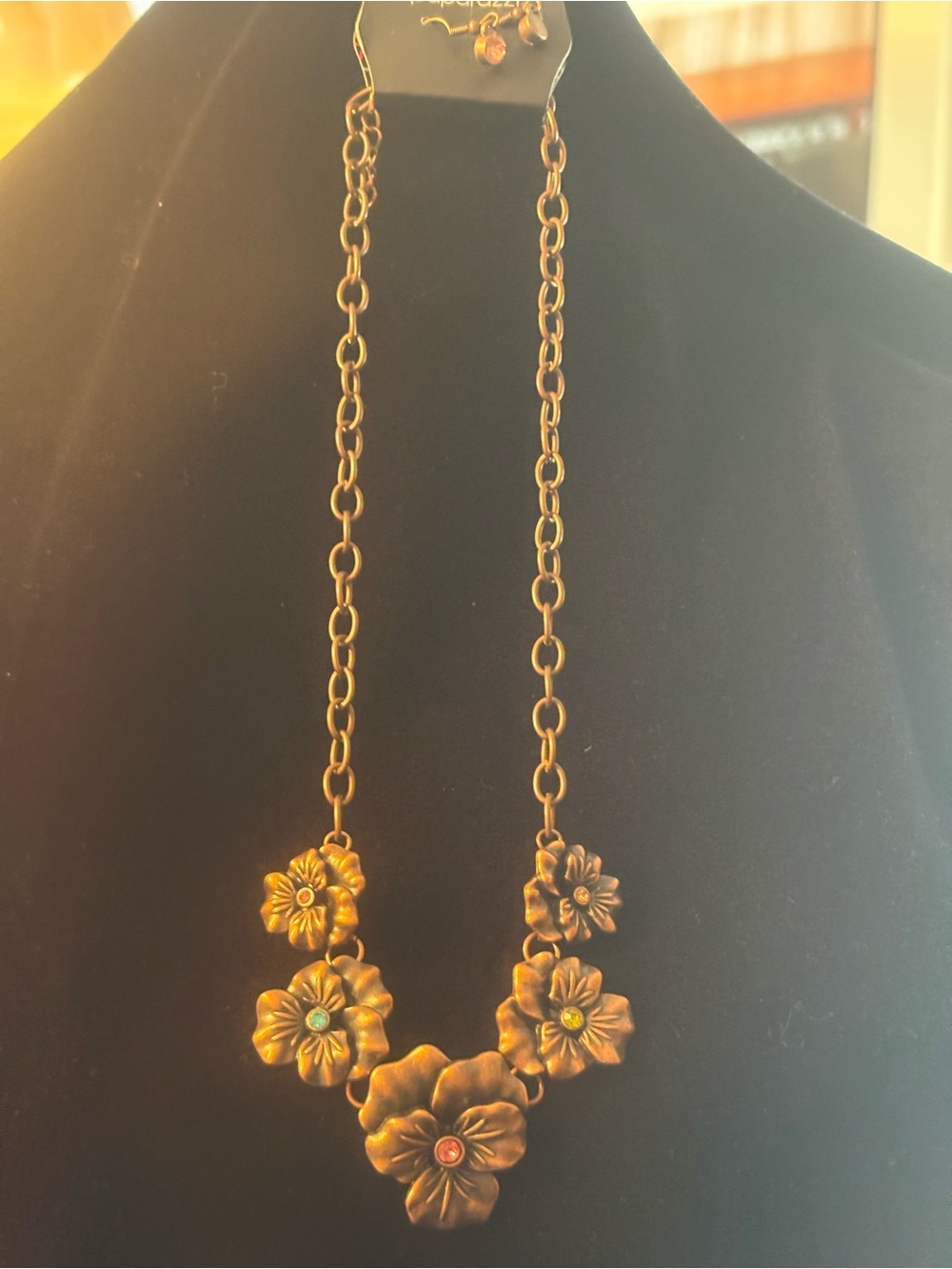 Floral Statement Necklace in Copper tone
